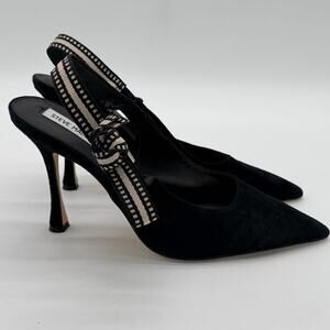 Steve Madden Bri Elegant Black Suede Old Money Slingback Bow Pumps10